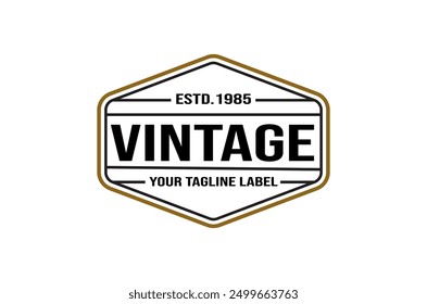 Antique Old Classic Vintage Retro Hexagon Frame Badge Emblem Element Label Logo Design Vector