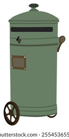 antique old trash can design from the 80s to 90s, with green color