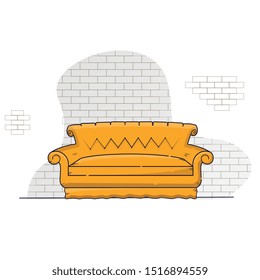 antique orange living room sofa