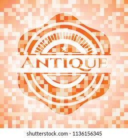 Antique orange mosaic emblem with background