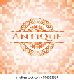 Antique orange mosaic emblem with background