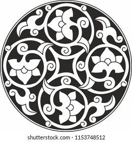 
Antique ornament with flowers in a circle
