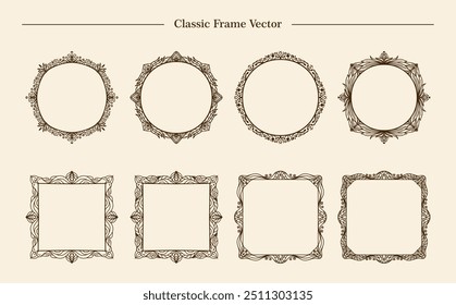 Antique Ornament Frame. Decorative Border Frame, Retro Style Border.