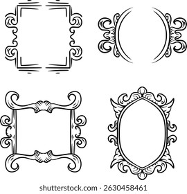 antique ornament frame set illustration