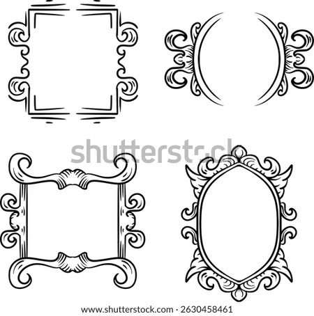 antique ornament frame set illustration