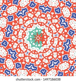 Antique ornate tiles talavera mexico. Vector seamless pattern. Stylish design. Red ethnic background for T-shirts, scrapbooking, linens, smartphone cases or bags.