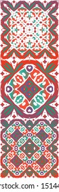 Antique ornate tiles talavera mexico. Minimal design. Kit of vector seamless patterns. Red ethnic backgrounds for T-shirts, scrapbooking, linens, smartphone cases or bags.