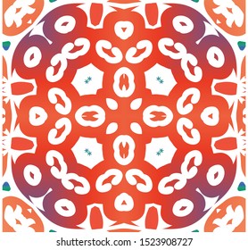 Antique ornate tiles talavera mexico. Creative design. Set of vector seamless patterns. Red ethnic backgrounds for T-shirts, scrapbooking, linens, smartphone cases or bags.