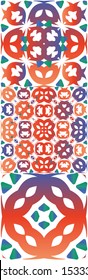 Antique ornate tiles talavera mexico. Set of vector seamless patterns. Original design. Red ethnic backgrounds for T-shirts, scrapbooking, linens, smartphone cases or bags.
