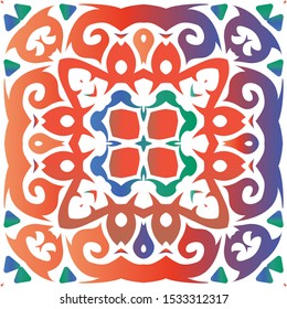 Antique ornate tiles talavera mexico. Vector seamless pattern concept. Stylish design. Red ethnic background for T-shirts, scrapbooking, linens, smartphone cases or bags.
