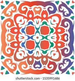 Antique ornate tiles talavera mexico. Vector seamless pattern trellis. Universal design. Red ethnic background for T-shirts, scrapbooking, linens, smartphone cases or bags.