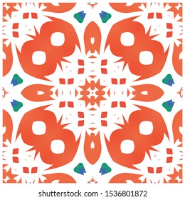 Antique ornate tiles talavera mexico. Creative design. Set of vector seamless patterns. Red ethnic backgrounds for T-shirts, scrapbooking, linens, smartphone cases or bags.