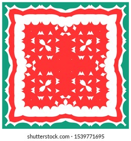 Antique ornate tiles talavera mexico. Minimal design. Vector seamless pattern flyer. Red ethnic background for T-shirts, scrapbooking, linens, smartphone cases or bags.