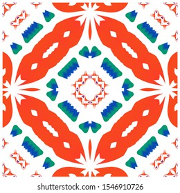 Antique ornate tiles talavera mexico. Creative design. Set of vector seamless patterns. Red ethnic backgrounds for T-shirts, scrapbooking, linens, smartphone cases or bags.