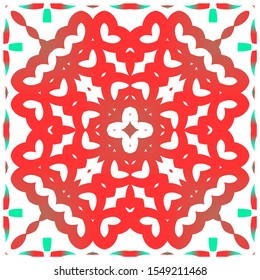 Antique ornate tiles talavera mexico. Modern design. Vector seamless pattern template. Red ethnic background for T-shirts, scrapbooking, linens, smartphone cases or bags.