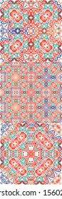 Antique ornate tiles talavera mexico. Creative design. Kit of vector seamless patterns. Red ethnic backgrounds for T-shirts, scrapbooking, linens, smartphone cases or bags.