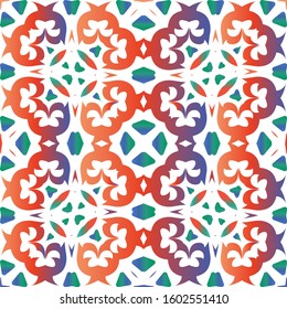 Antique ornate tiles talavera mexico. Vector seamless pattern poster. Creative design. Red ethnic background for T-shirts, scrapbooking, linens, smartphone cases or bags.