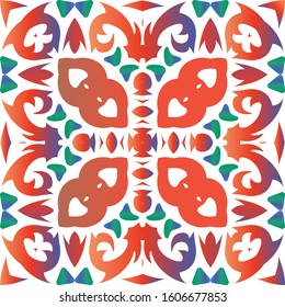 Antique ornate tiles talavera mexico. Modern design. Vector seamless pattern texture. Red ethnic background for T-shirts, scrapbooking, linens, smartphone cases or bags.
