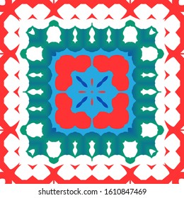 Antique ornate tiles talavera mexico. Minimal design. Vector seamless pattern flyer. Red ethnic background for T-shirts, scrapbooking, linens, smartphone cases or bags.