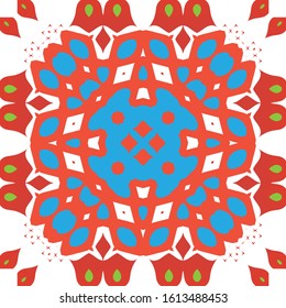 Antique ornate tiles talavera mexico. Creative design. Set of vector seamless patterns. Red ethnic backgrounds for T-shirts, scrapbooking, linens, smartphone cases or bags.