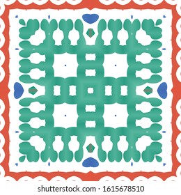 Antique ornate tiles talavera mexico. Minimal design. Vector seamless pattern flyer. Red ethnic background for T-shirts, scrapbooking, linens, smartphone cases or bags.