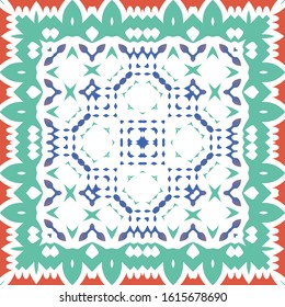 Antique ornate tiles talavera mexico. Minimal design. Vector seamless pattern flyer. Red ethnic background for T-shirts, scrapbooking, linens, smartphone cases or bags.