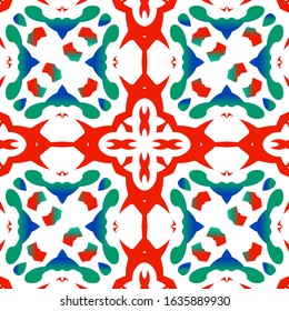 Antique ornate tiles talavera mexico. Minimal design. Vector seamless pattern flyer. Red ethnic background for T-shirts, scrapbooking, linens, smartphone cases or bags.