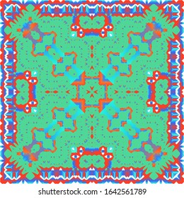 Antique ornate tiles talavera mexico. Minimal design. Vector seamless pattern flyer. Red ethnic background for T-shirts, scrapbooking, linens, smartphone cases or bags.