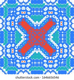 Antique ornate tiles talavera mexico. Creative design. Set of vector seamless patterns. Red ethnic backgrounds for T-shirts, scrapbooking, linens, smartphone cases or bags.