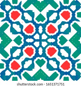Antique ornate tiles talavera mexico. Set of vector seamless patterns. Stylish design. Red ethnic backgrounds for T-shirts, scrapbooking, linens, smartphone cases or bags.