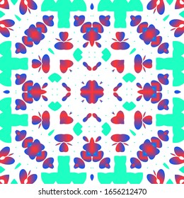Antique ornate tiles talavera mexico. Set of vector seamless patterns. Stylish design. Red ethnic backgrounds for T-shirts, scrapbooking, linens, smartphone cases or bags.