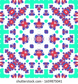 Antique ornate tiles talavera mexico. Set of vector seamless patterns. Stylish design. Red ethnic backgrounds for T-shirts, scrapbooking, linens, smartphone cases or bags.