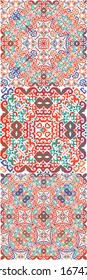 Antique ornate tiles talavera mexico. Collection of vector seamless patterns. Universal design. Red ethnic backgrounds for T-shirts, scrapbooking, linens, smartphone cases or bags.