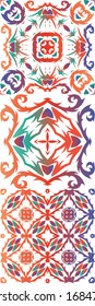 Antique ornate tiles talavera mexico. Stylish design. Kit of vector seamless patterns. Red ethnic backgrounds for T-shirts, scrapbooking, linens, smartphone cases or bags.