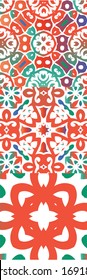 Antique ornate tiles talavera mexico. Collection of vector seamless patterns. Graphic design. Red ethnic backgrounds for T-shirts, scrapbooking, linens, smartphone cases or bags.