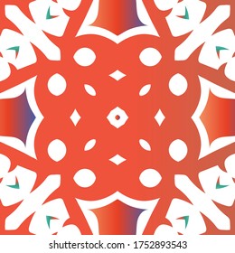 Antique ornate tiles talavera mexico. Vector seamless pattern texture. Fashionable design. Red ethnic background for T-shirts, scrapbooking, linens, smartphone cases or bags.
