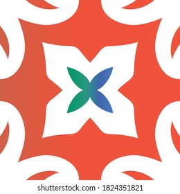 Antique ornate tiles talavera mexico. Modern design. Vector seamless pattern arabesque. Red ethnic background for T-shirts, scrapbooking, linens, smartphone cases or bags.