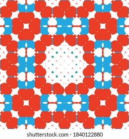 Antique ornate tiles talavera mexico. Creative design. Set of vector seamless patterns. Red ethnic backgrounds for T-shirts, scrapbooking, linens, smartphone cases or bags.
