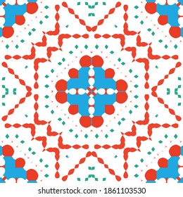 Antique ornate tiles talavera mexico. Creative design. Set of vector seamless patterns. Red ethnic backgrounds for T-shirts, scrapbooking, linens, smartphone cases or bags.