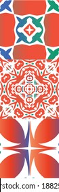 Antique ornate tiles talavera mexico. Bathroom design. Collection of vector seamless patterns. Red ethnic backgrounds for T-shirts, scrapbooking, linens, smartphone cases or bags.