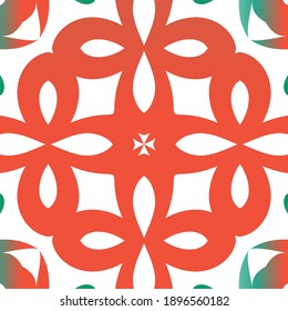 Antique ornate tiles talavera mexico. Vector seamless pattern flyer. Universal design. Red ethnic background for T-shirts, scrapbooking, linens, smartphone cases or bags.