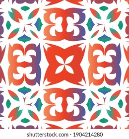 Antique ornate tiles talavera mexico. Vector seamless pattern flyer. Hand drawn design. Red ethnic background for T-shirts, scrapbooking, linens, smartphone cases or bags.