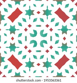 Antique ornate tiles talavera mexico. Vector seamless pattern arabesque. Bathroom design. Red ethnic background for T-shirts, scrapbooking, linens, smartphone cases or bags.