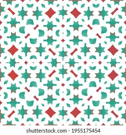 Antique ornate tiles talavera mexico. Vector seamless pattern arabesque. Bathroom design. Red ethnic background for T-shirts, scrapbooking, linens, smartphone cases or bags.