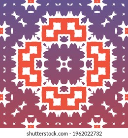 Antique ornate tiles talavera mexico. Fashionable design. Vector seamless pattern poster. Red ethnic background for T-shirts, scrapbooking, linens, smartphone cases or bags.