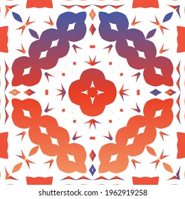 Antique ornate tiles talavera mexico. Fashionable design. Vector seamless pattern template. Red ethnic background for T-shirts, scrapbooking, linens, smartphone cases or bags.