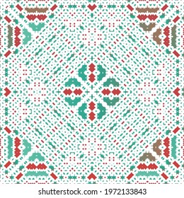 Antique ornate tiles talavera mexico. Vector seamless pattern arabesque. Bathroom design. Red ethnic background for T-shirts, scrapbooking, linens, smartphone cases or bags.