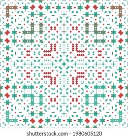 Antique ornate tiles talavera mexico. Vector seamless pattern arabesque. Bathroom design. Red ethnic background for T-shirts, scrapbooking, linens, smartphone cases or bags.