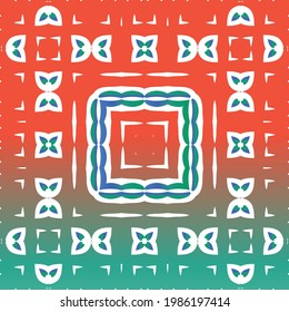 Antique ornate tiles talavera mexico. Vector seamless pattern frame. Universal design. Red ethnic background for T-shirts, scrapbooking, linens, smartphone cases or bags.