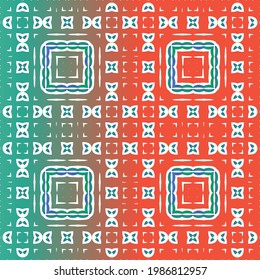 Antique ornate tiles talavera mexico. Vector seamless pattern frame. Universal design. Red ethnic background for T-shirts, scrapbooking, linens, smartphone cases or bags.